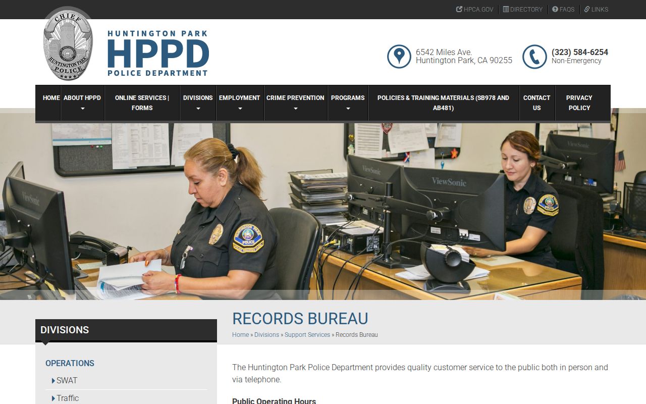 Huntington Park people search police records bureau