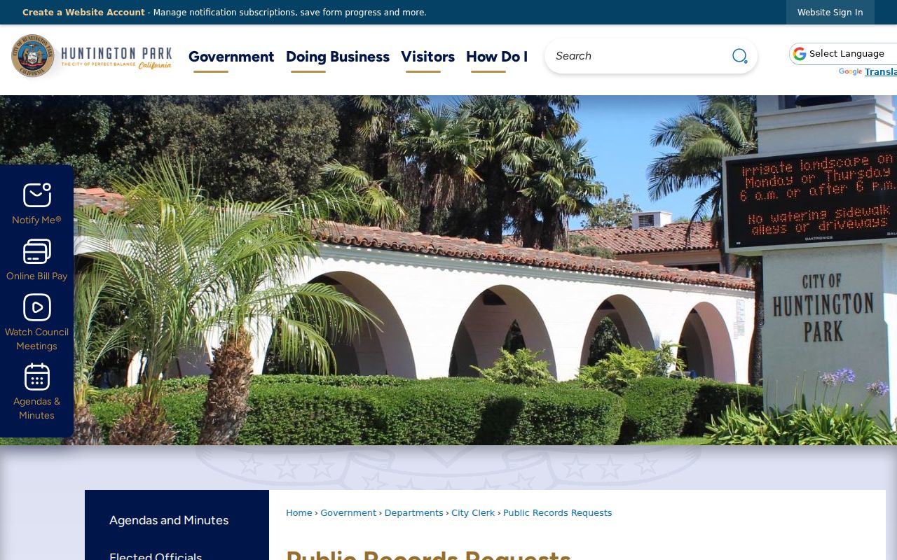 Huntington Park people search public records request route