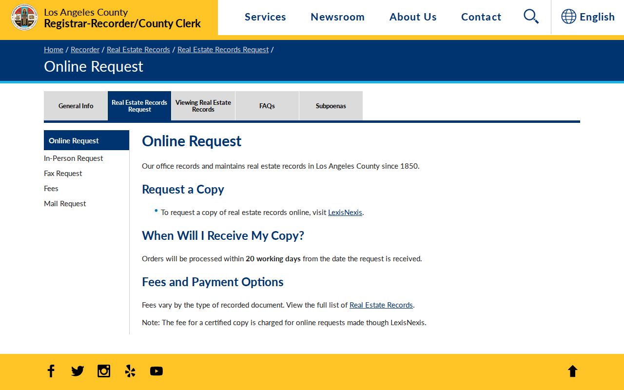 Huntington Park public records online real estate copy request