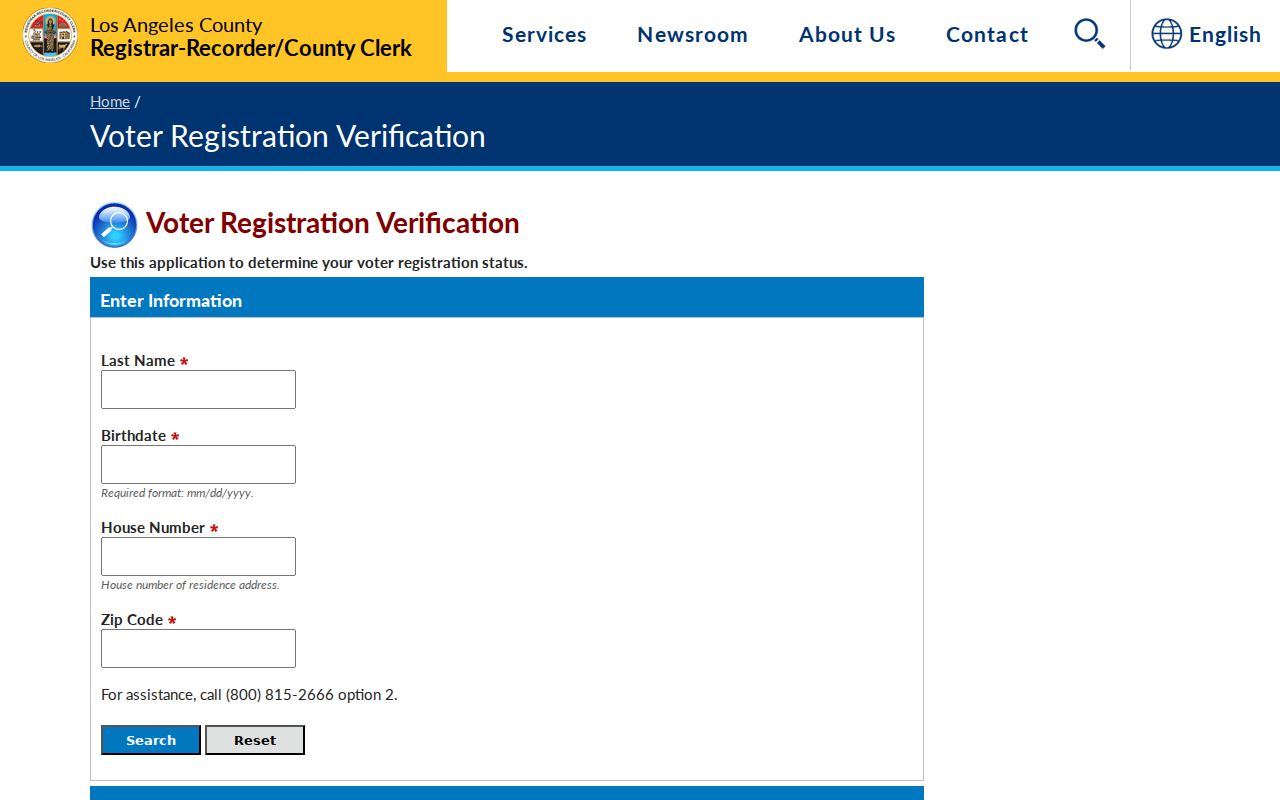 Huntington Park voter records county verification form
